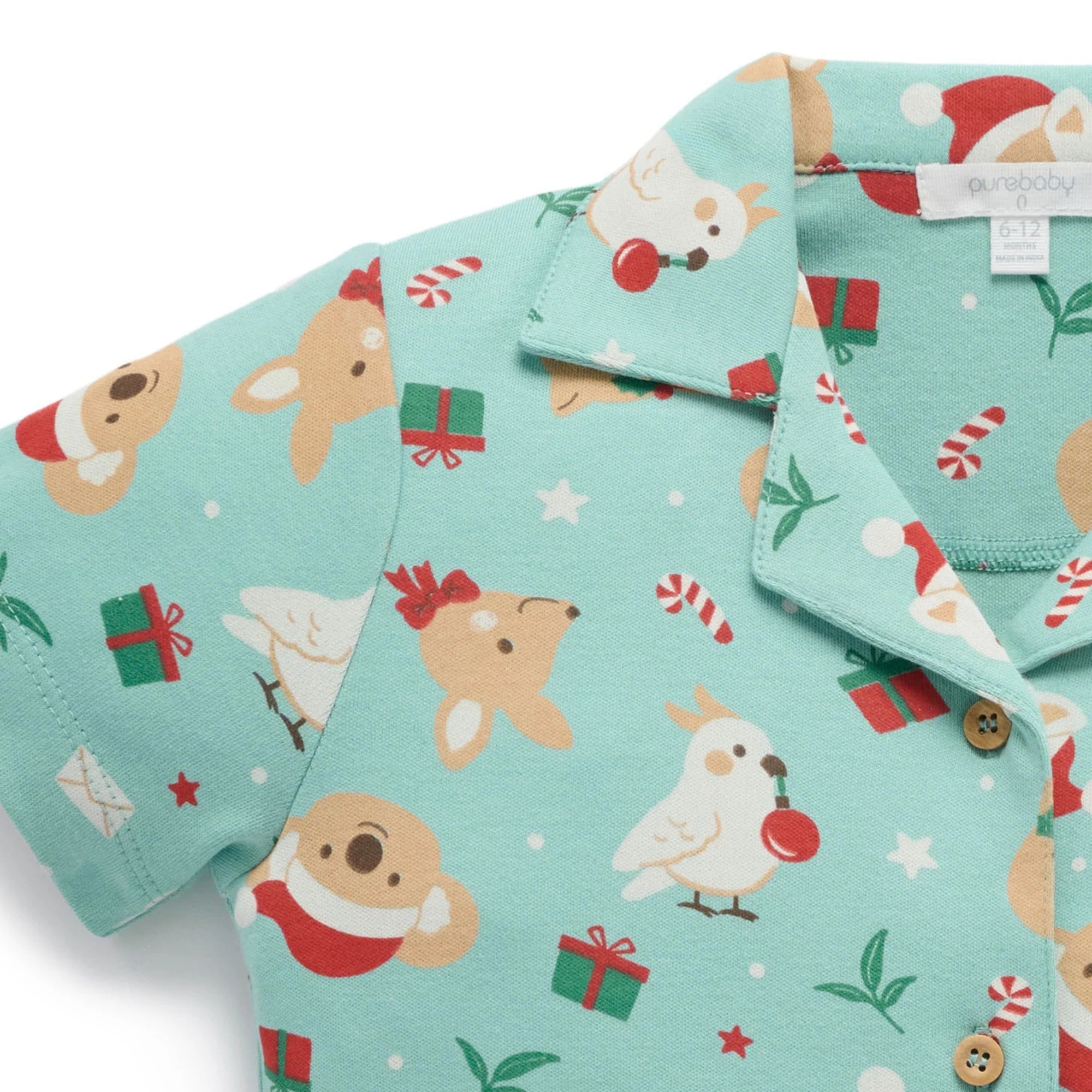 baby kids christmas festive friends pyjamas pj set purebaby organic cotton sleepwear