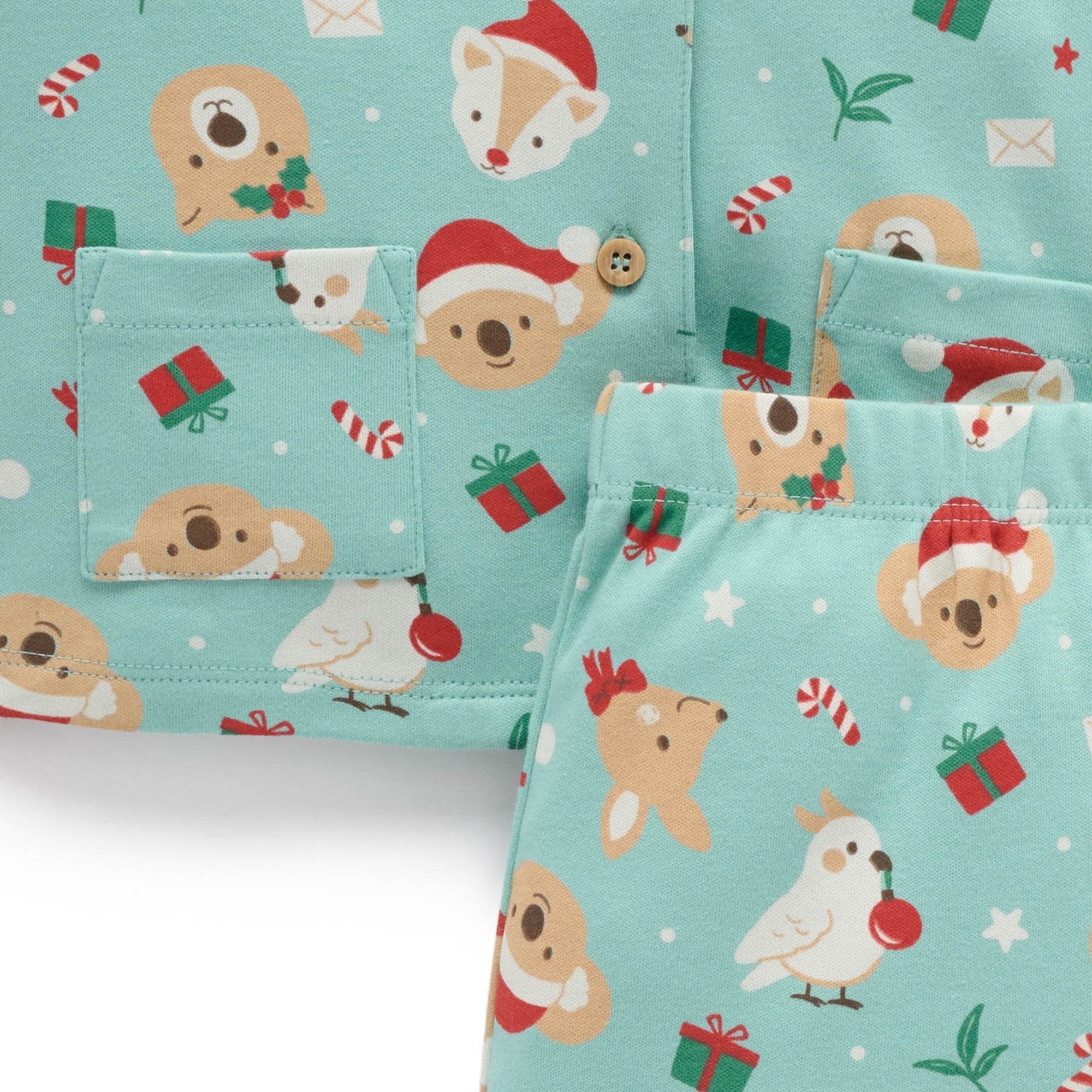 baby kids christmas festive friends pyjamas pj set purebaby organic cotton sleepwear