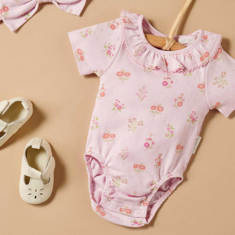 purebaby floral pointelle bodysuit baby girl