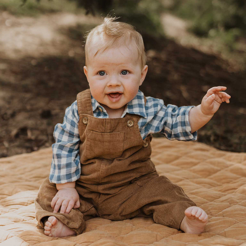 purebaby gingham bodysuit river check baby boy bodysuit