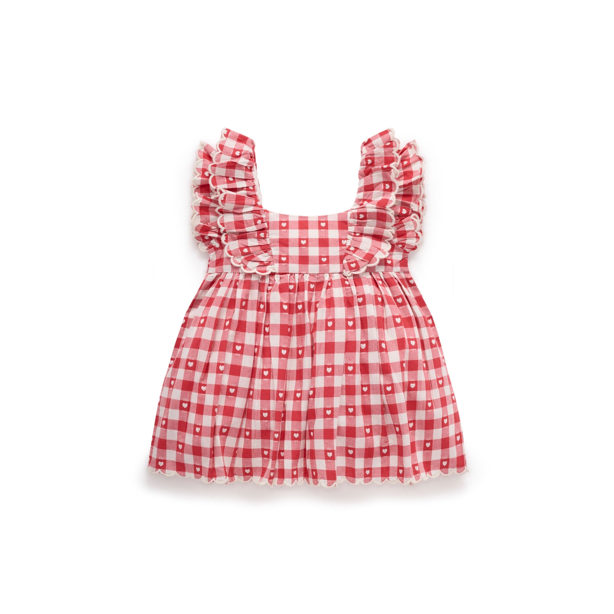 purebaby organic heart gingham dress baby girl christmas valentine day outfit