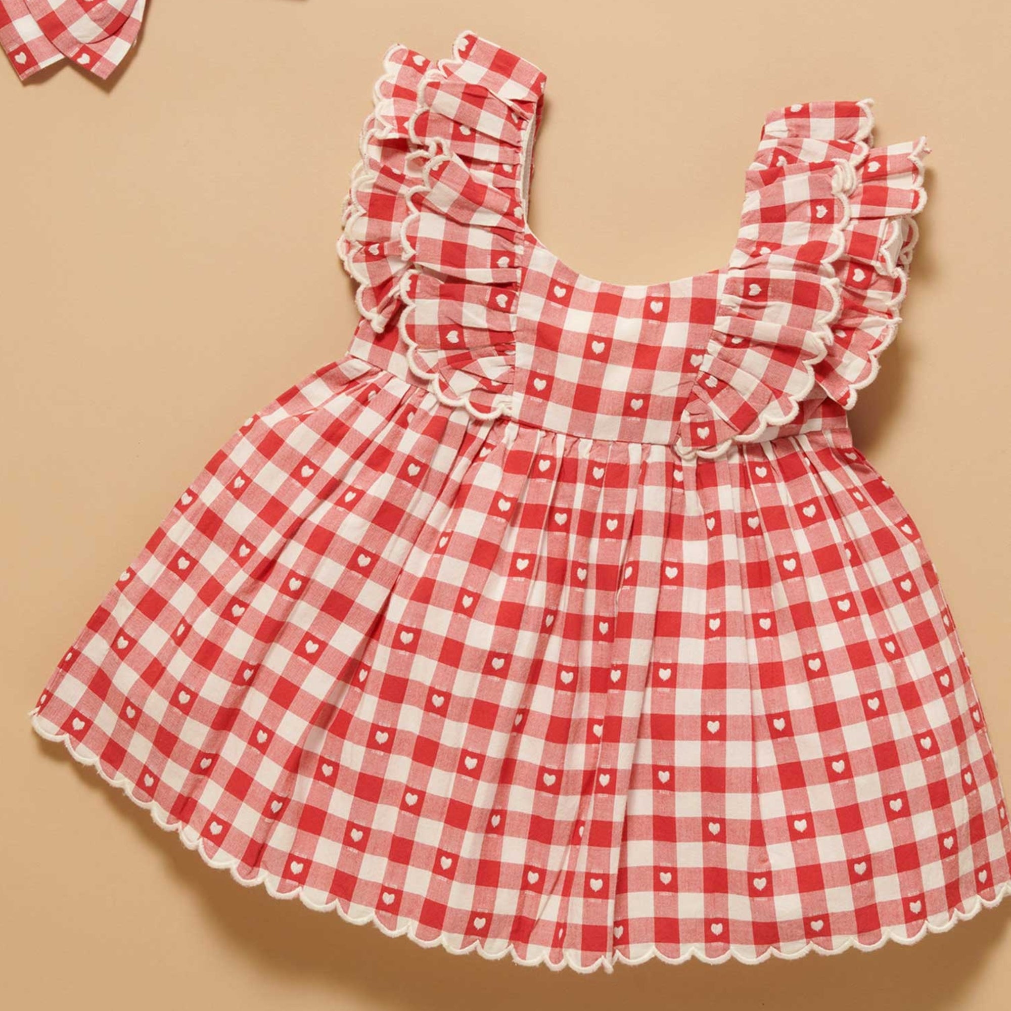 purebaby organic heart gingham dress baby girl christmas valentine day outfit