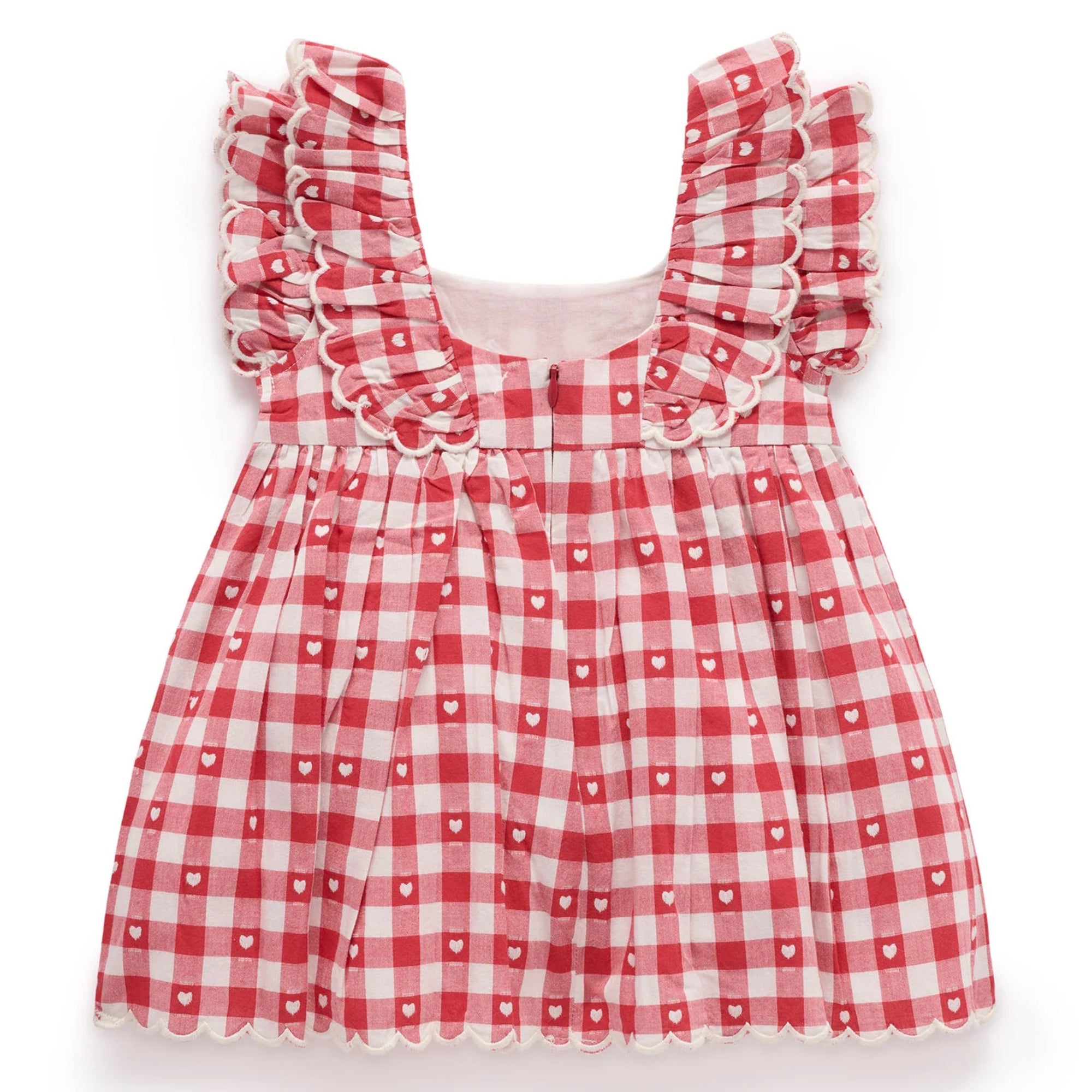 purebaby organic heart gingham dress baby girl christmas valentine day outfit
