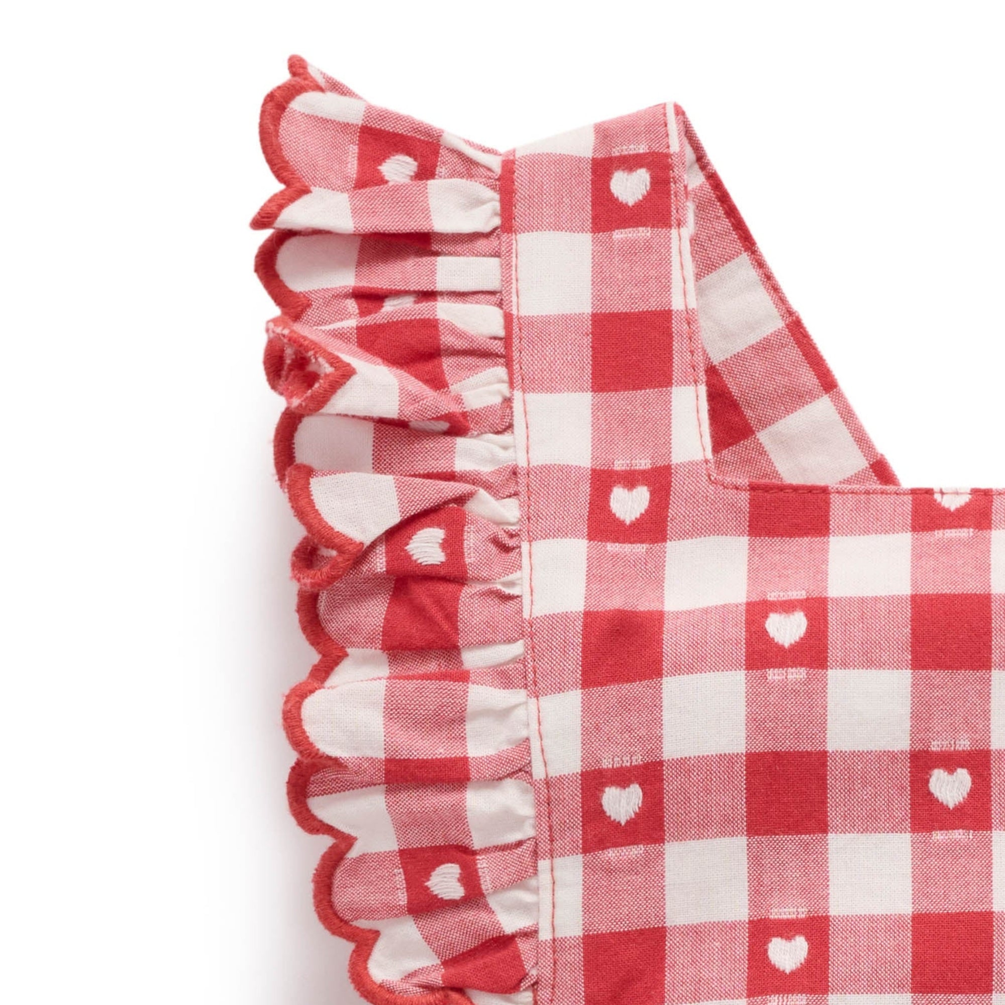 purebaby organic heart gingham overall bodysuit valentine outfit