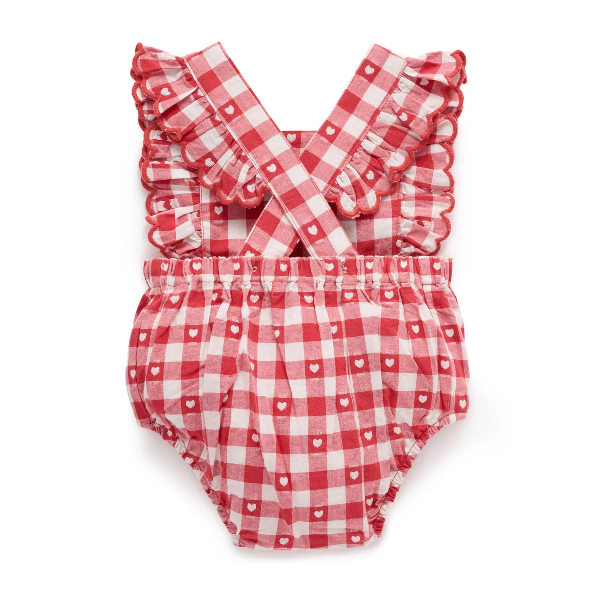 purebaby organic heart gingham overall bodysuit valentine outfit