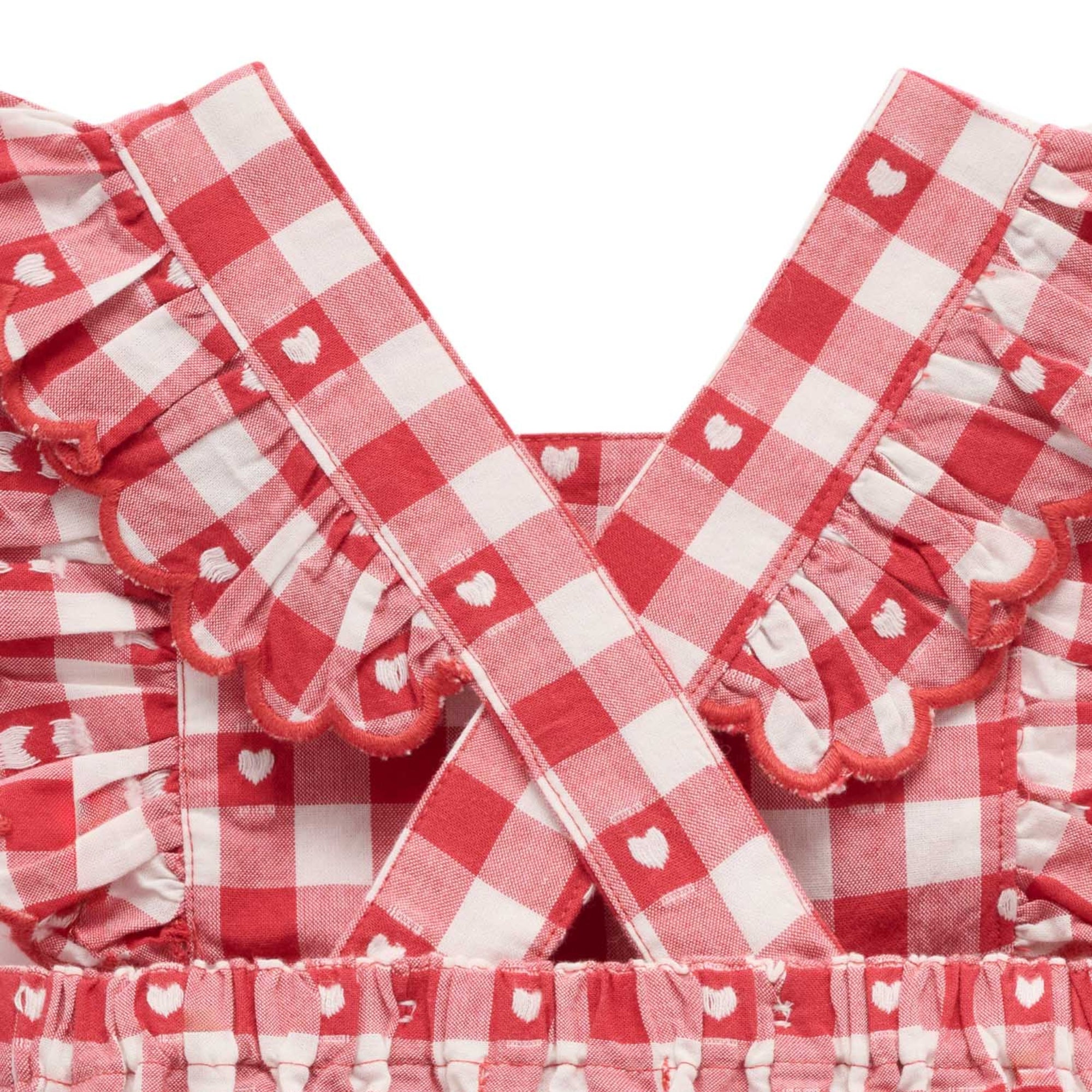purebaby organic heart gingham overall bodysuit valentine outfit