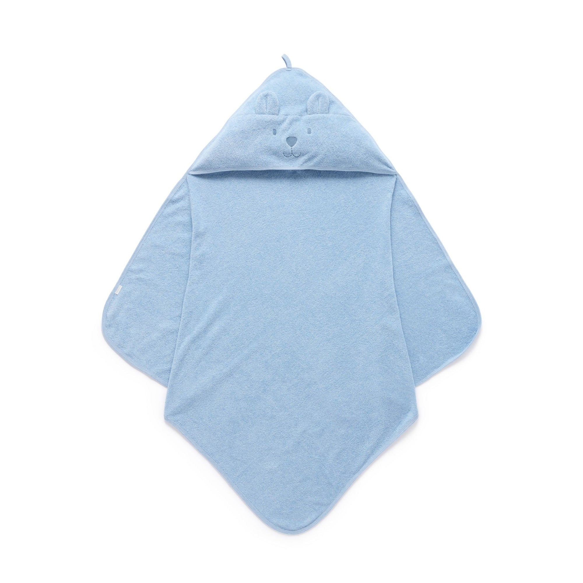 blue hooded organic cotton towel for newborn baby
