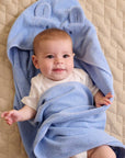blue in hooded organic cotton towel for newborn baby