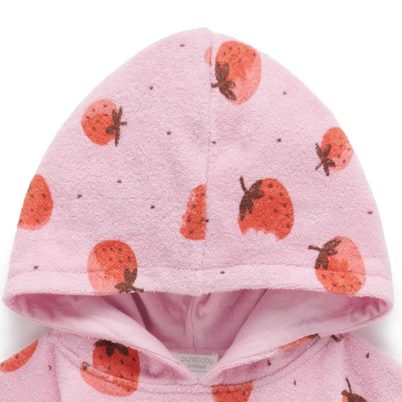 Towelling Poncho Strawberry Print