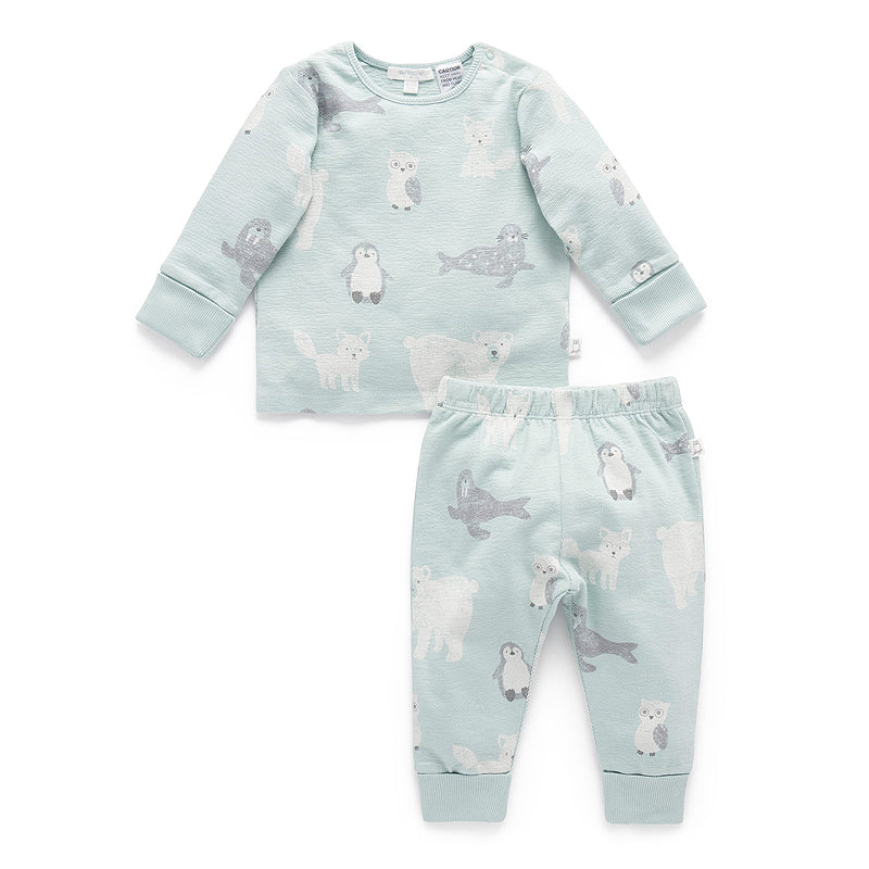 kids organic cotton pyjama set mist polar friends