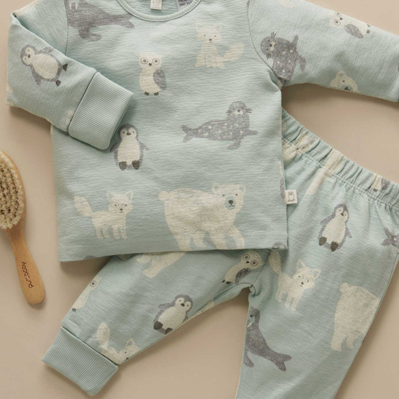 kids organic cotton pyjama set mist polar friends