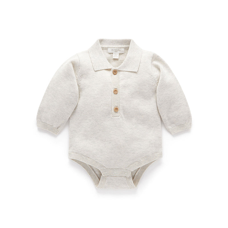 purebaby knitted polo bodysuit baby travel