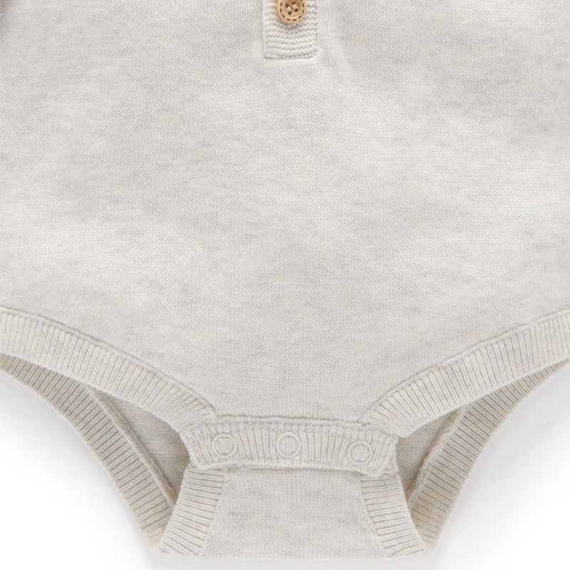 Knitted Polo Wool Blend Bodysuit Cloud