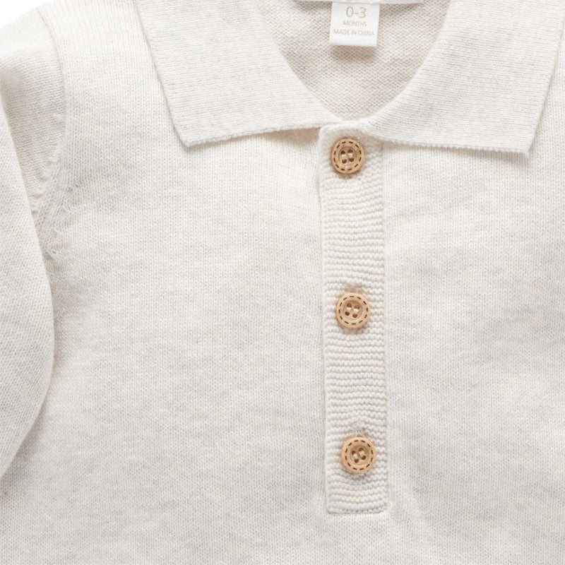 Knitted Polo Wool Blend Bodysuit Cloud