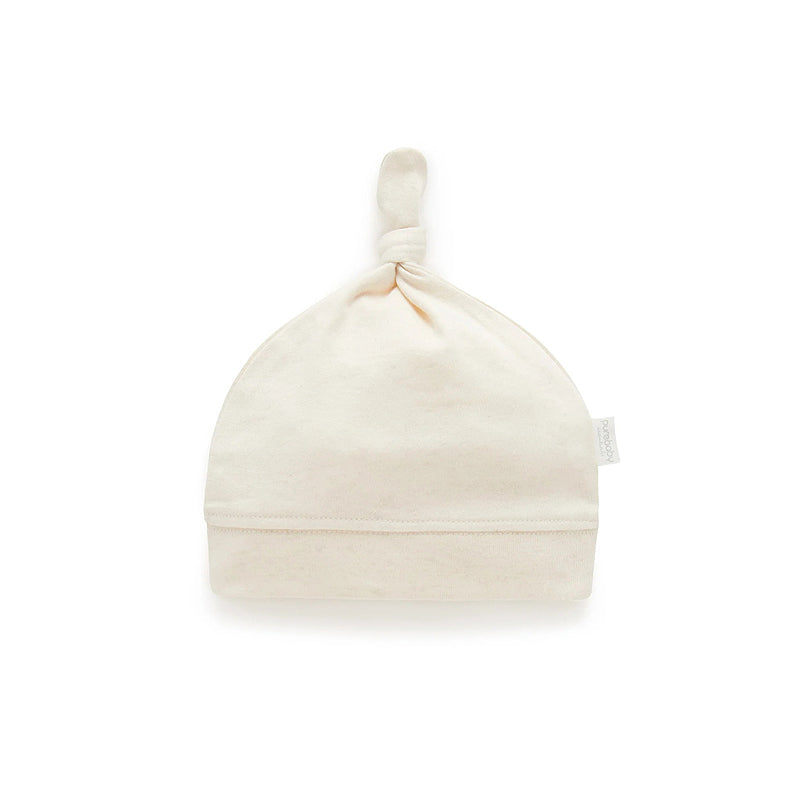 purebaby knot hat wheat melange newborn hat