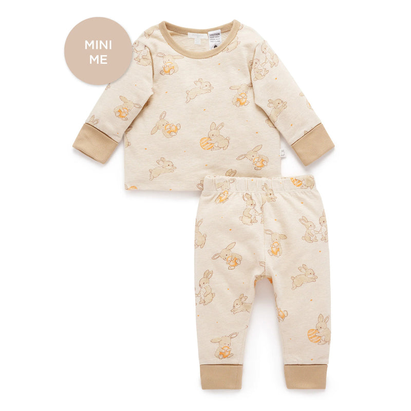 purebaby organic long sleeve textured pyjama set PJ set easter bunny kids pj