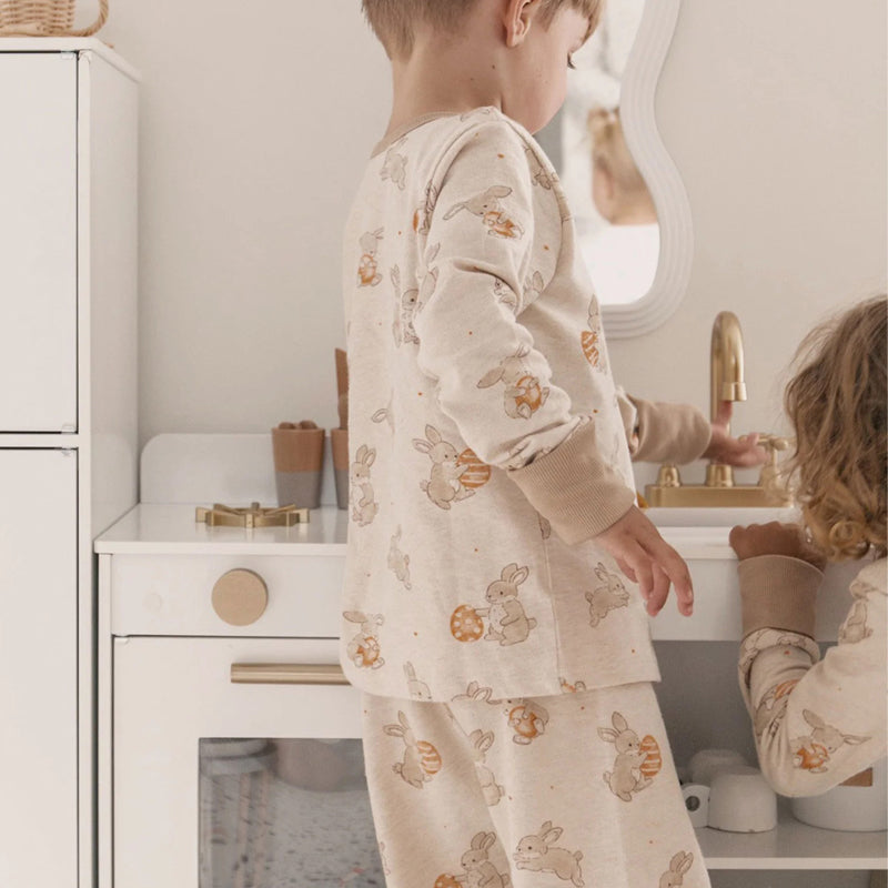 purebaby organic long sleeve textured pyjama set PJ set easter bunny kids pj