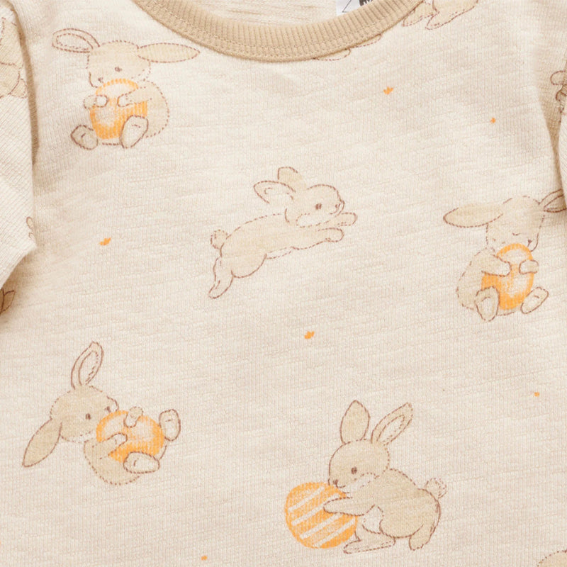 purebaby organic long sleeve textured pyjama set PJ set easter bunny kids pj
