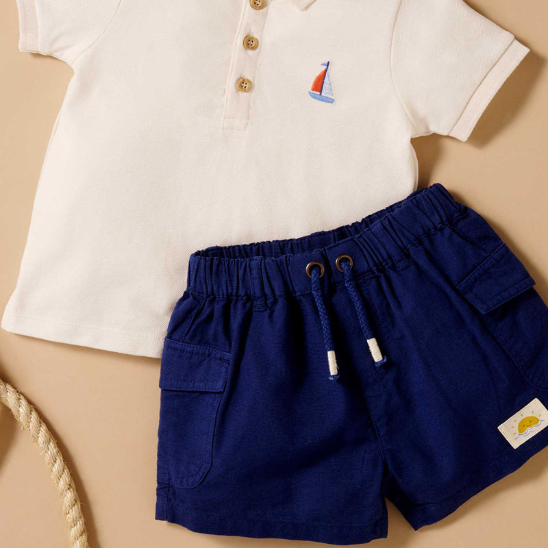 purebaby marine linen blend shorts kids shorts organic cotton shorts