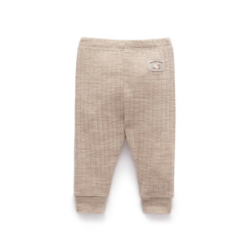 Babyhug Knitted Solid Color Fleece and Woollen Footed Legging - Beige main image 0