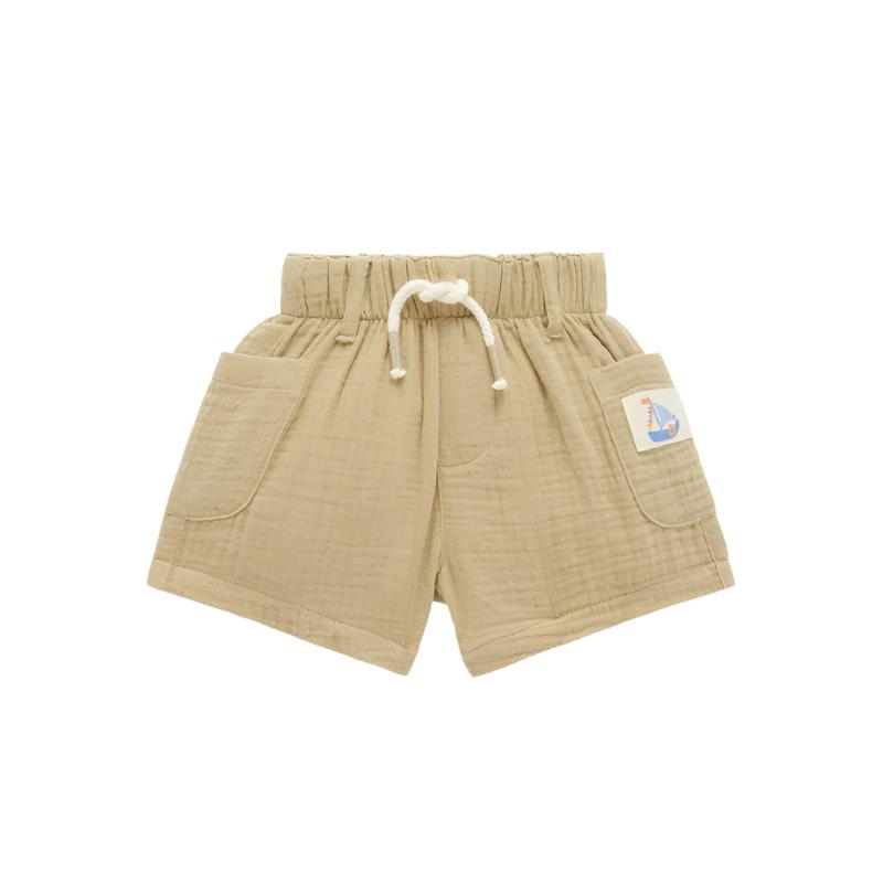 purebaby organic crinkle cotton shorts driftwood baby