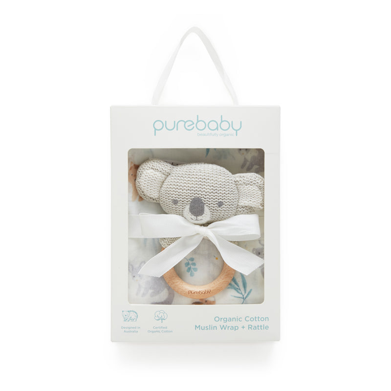 Wrap and Rattle Gift Hamper in Eucalyptus Friends