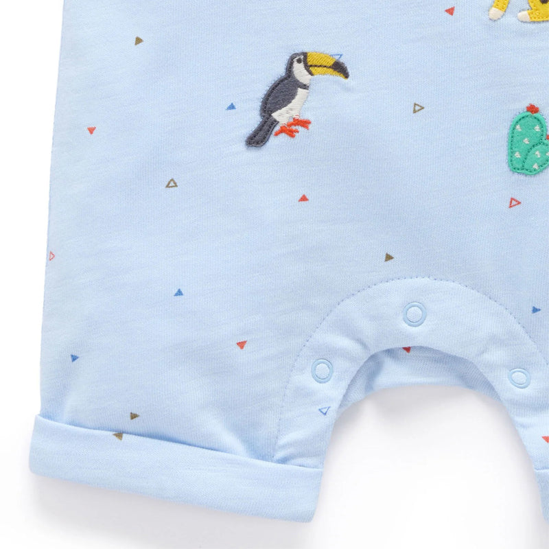 purebaby organic baby clothes animal fiesta short growsuit bodysuit
