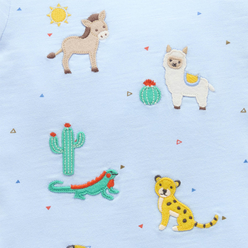 purebaby organic baby clothes animal fiesta short growsuit bodysuit