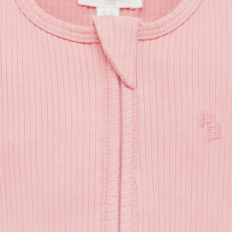 Dusty Rose Rib Zip Growsuit