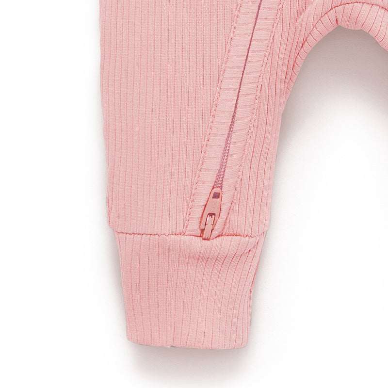 Dusty Rose Rib Zip Growsuit