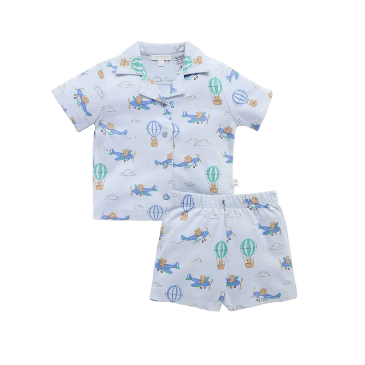 purebaby organic skies the limit button up pj set baby boy organic cotton clothes