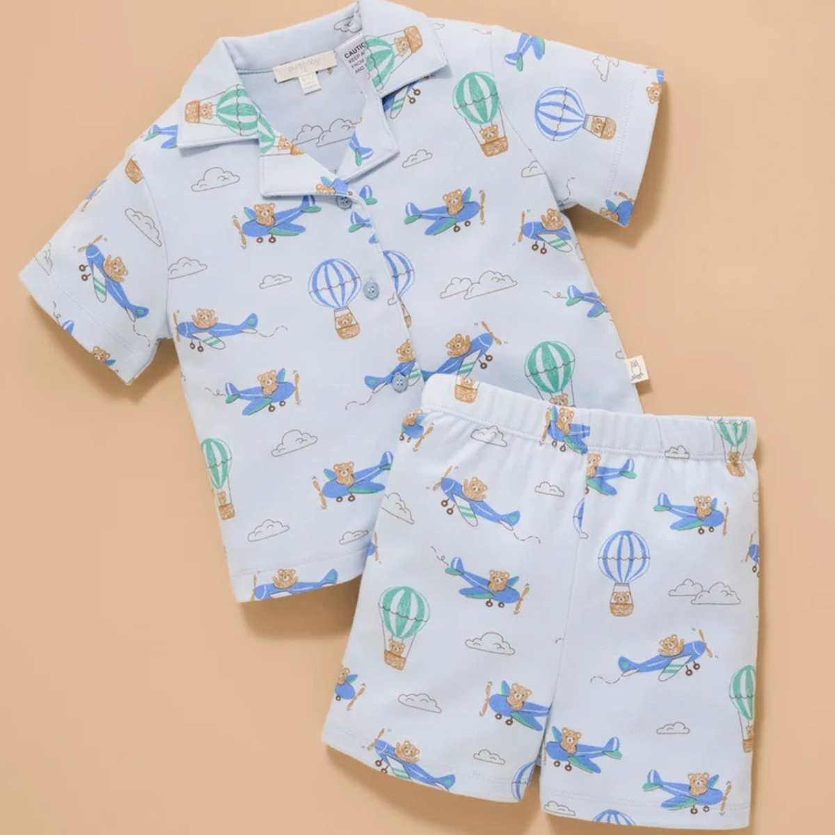 purebaby organic skies the limit button up pj set baby boy organic cotton clothes