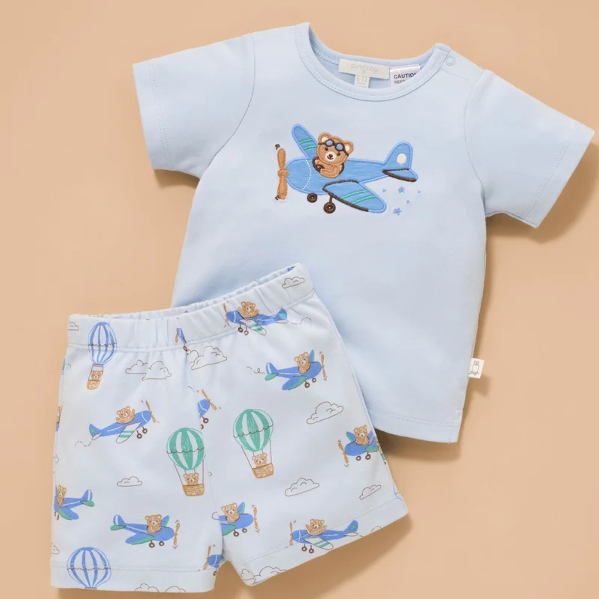 purebaby organic cotton clothes baby boy skies the limit pj set