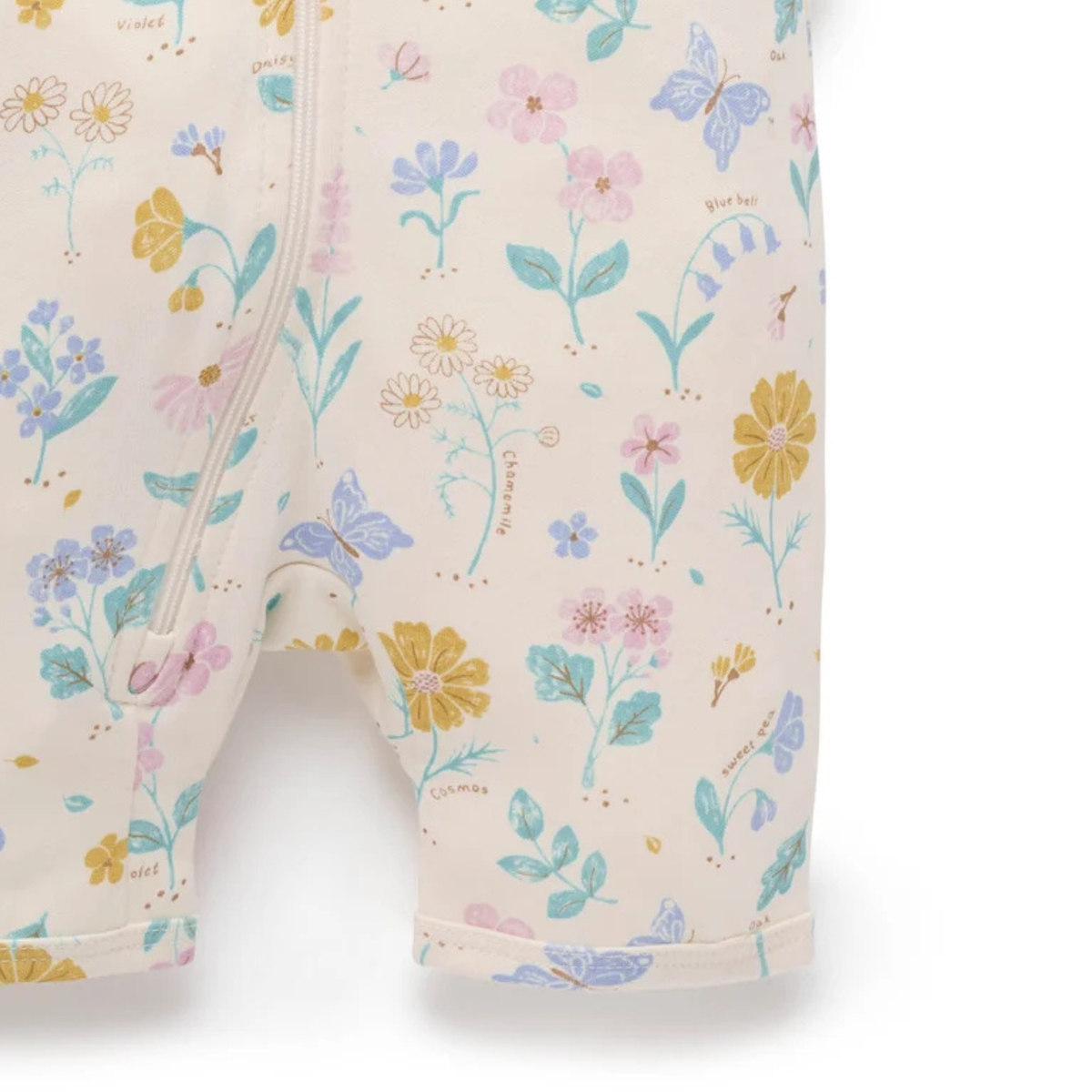 purebaby organic cotton baby romper bedtime blooms short pj growsuit