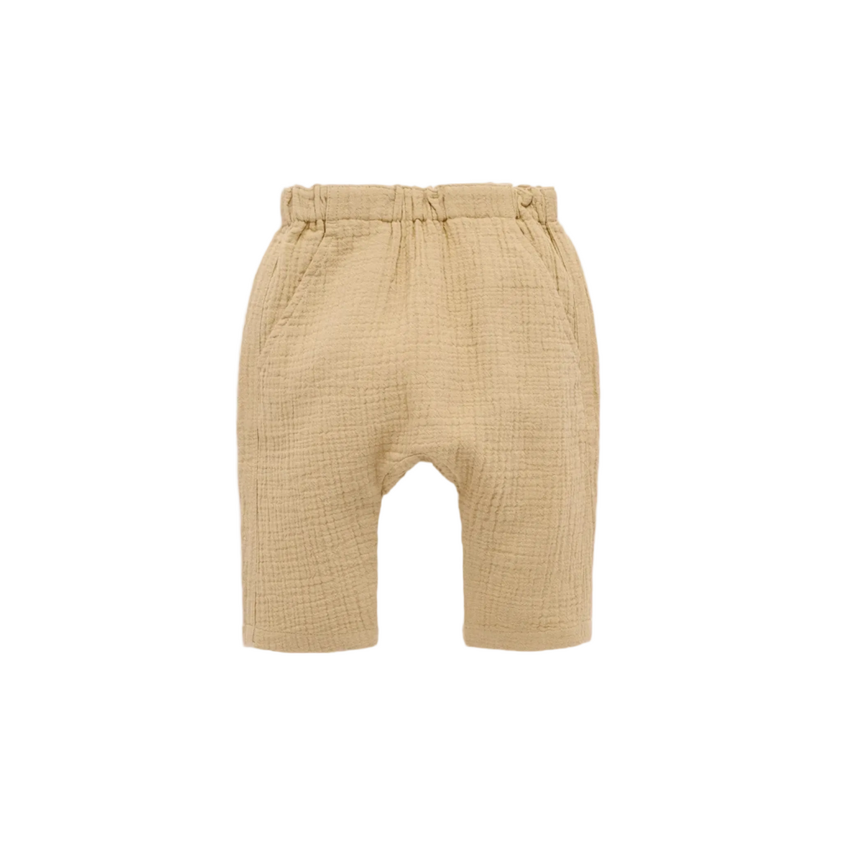 purebaby organic cotton baby clothes slouchy crinkle pants beige