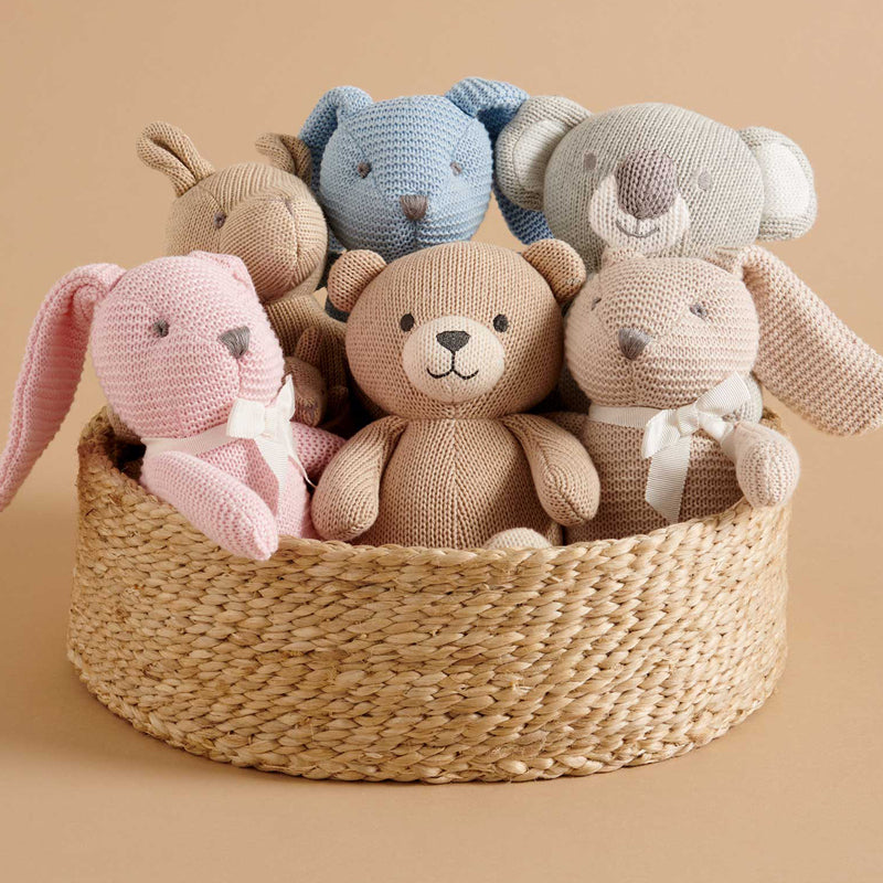 purebaby organic cotton baby soft toy knitted bunny beige