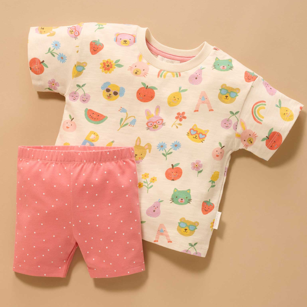 purebaby organic pink polka dot shorts girls