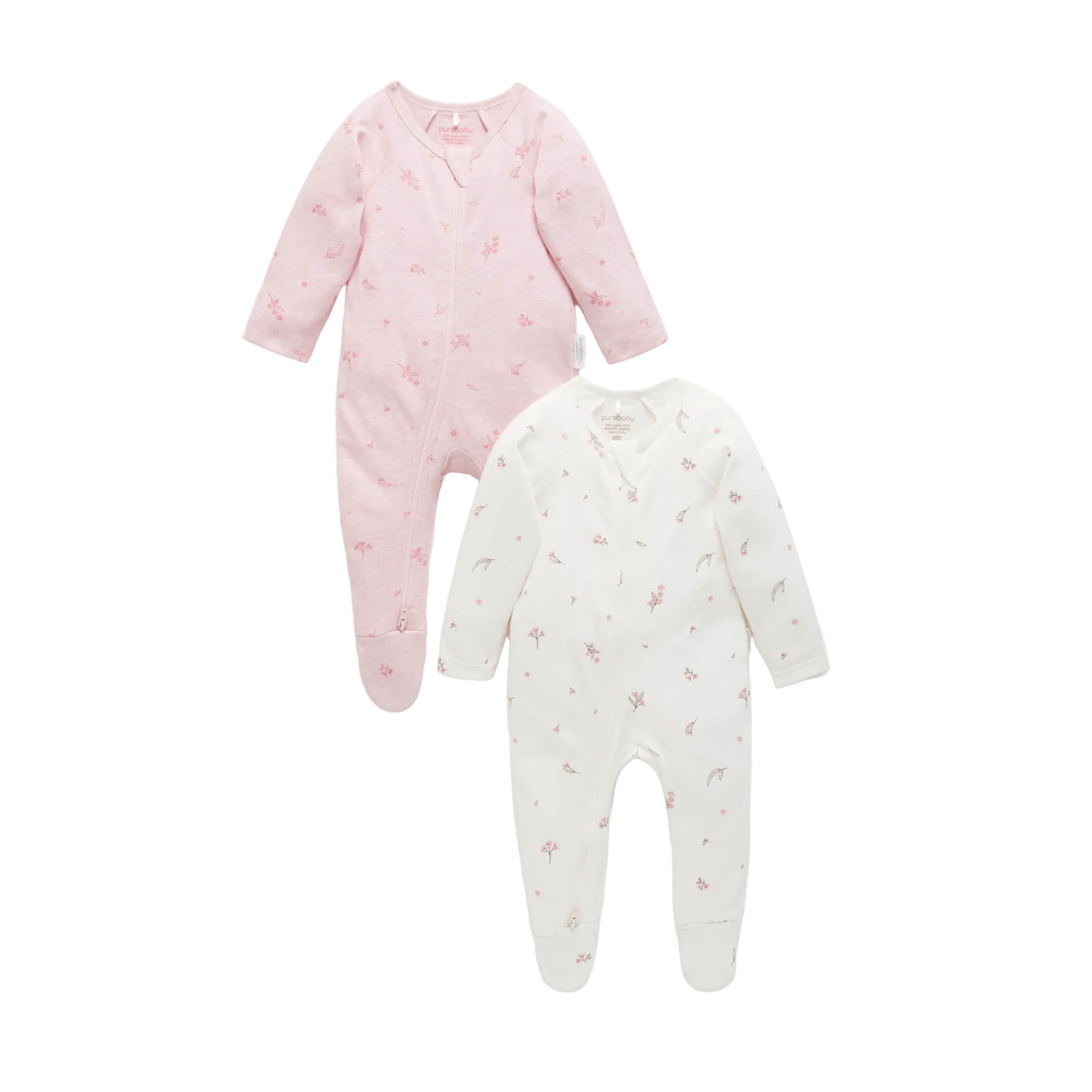 purebaby organic cotton baby clothes zip romper zip growsuit