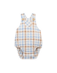 purebaby organic cotton baby romper blue check overalls