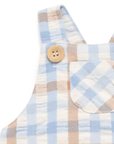 purebaby organic cotton baby romper blue check overalls