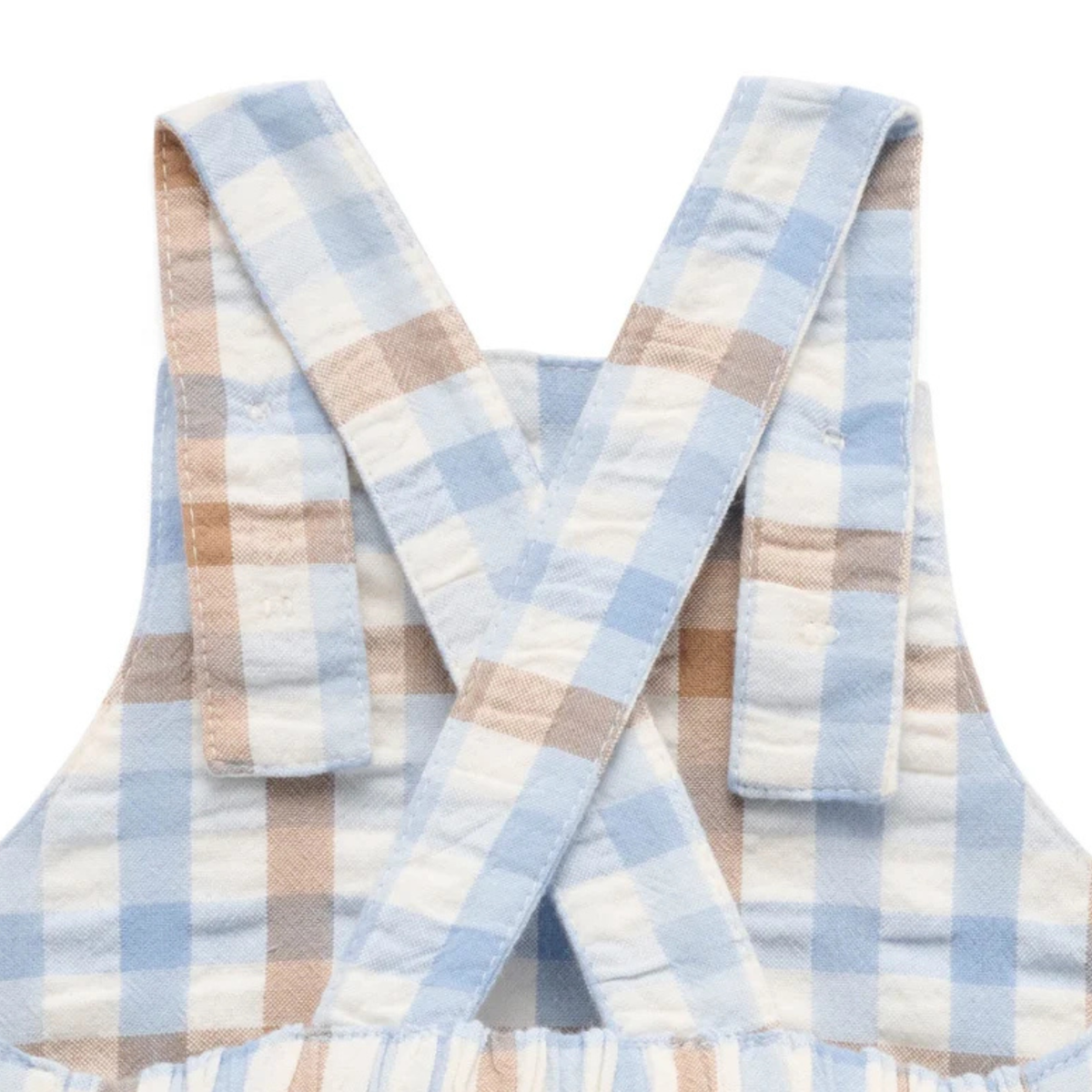 purebaby organic cotton baby romper blue check overalls