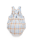 purebaby organic cotton baby romper blue check overalls