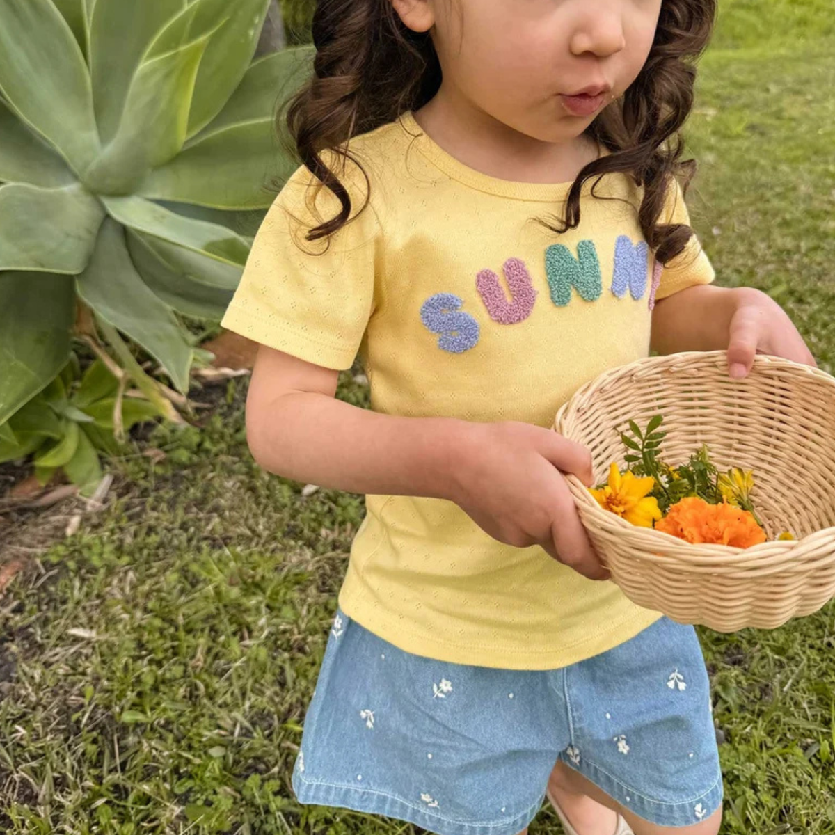 purebaby organic cotton kids girls shorts daisy denim shorts