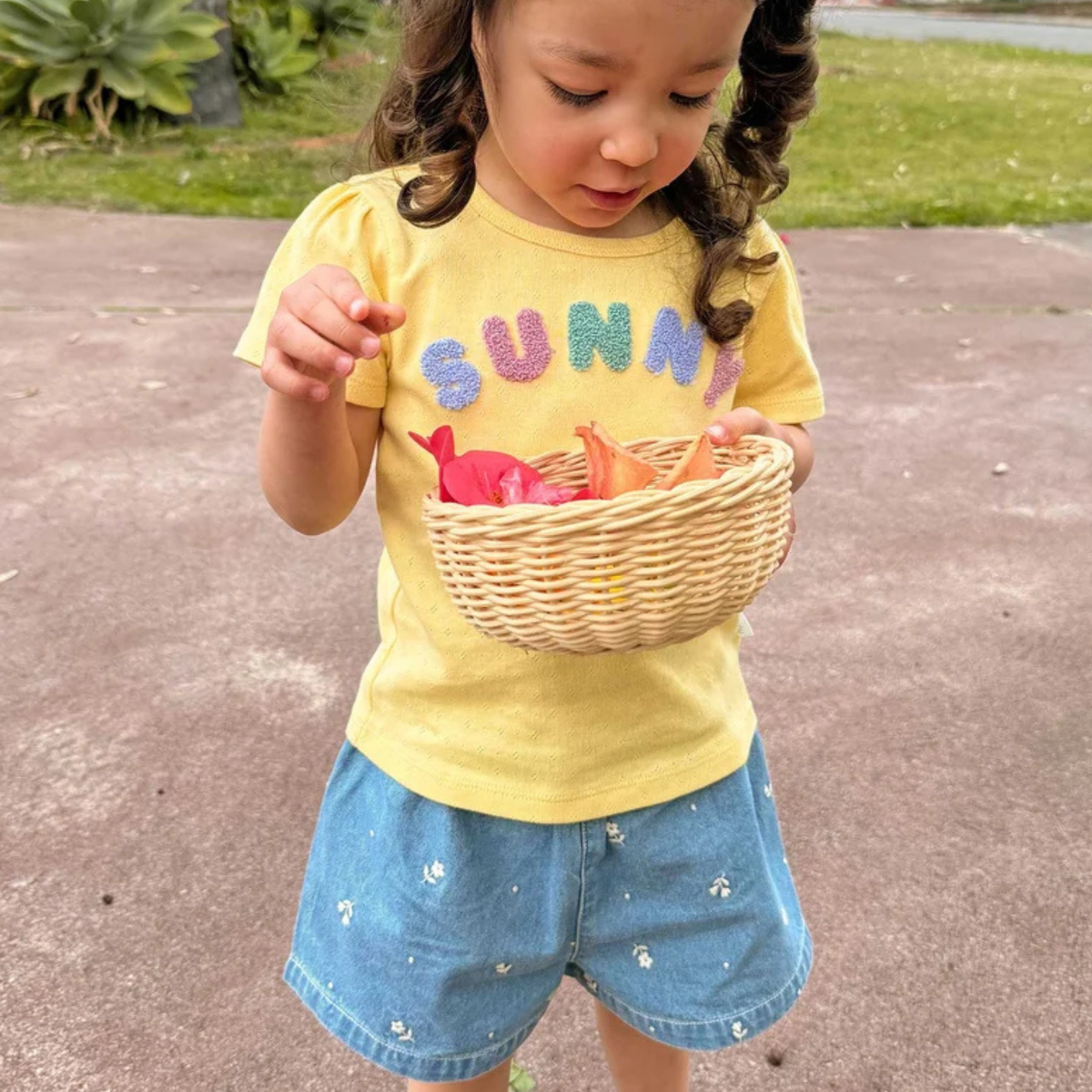 purebaby organic cotton kids girls shorts daisy denim shorts