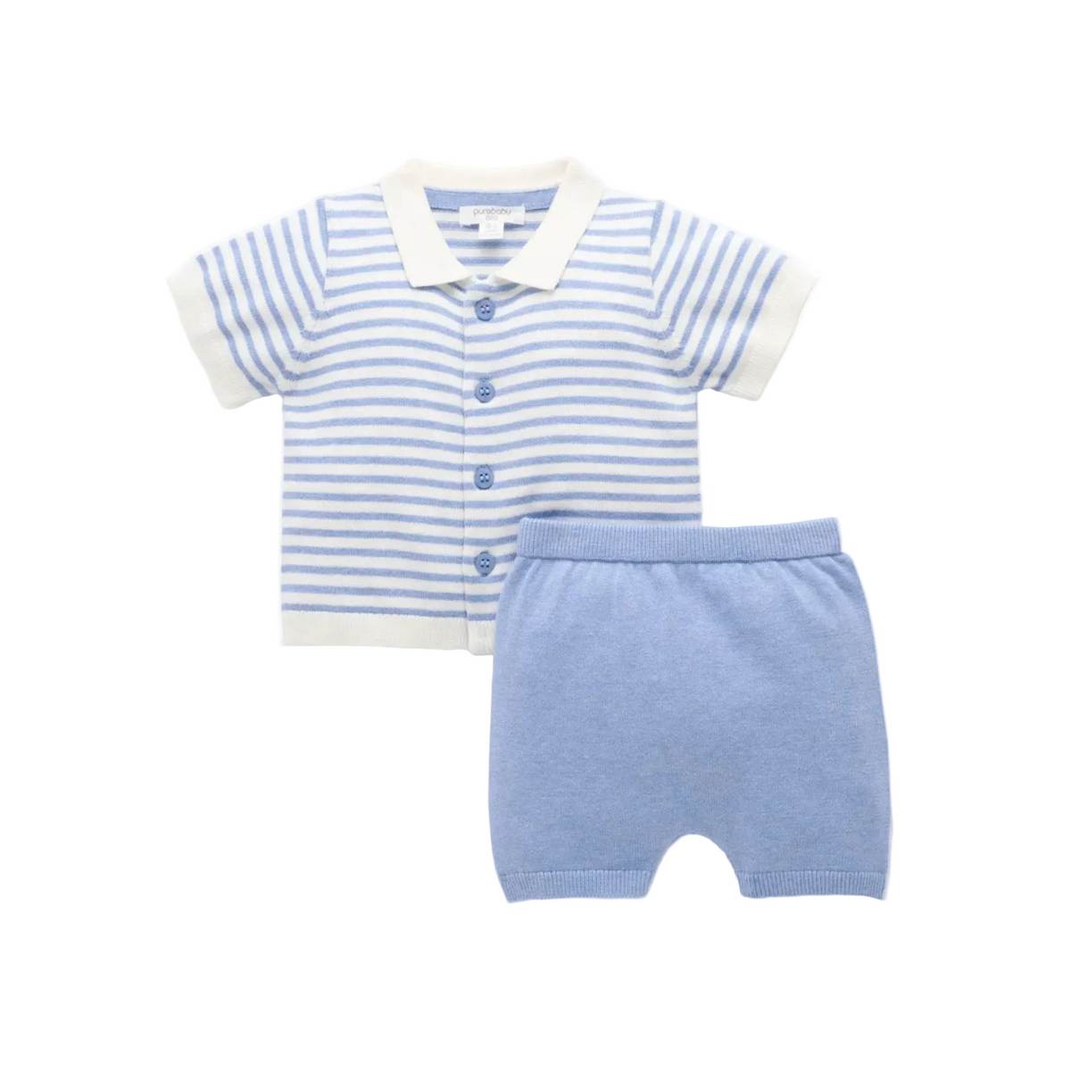 purebaby organic cotton knitted polo set baby boy