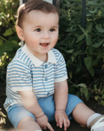 purebaby organic cotton knitted polo set baby boy