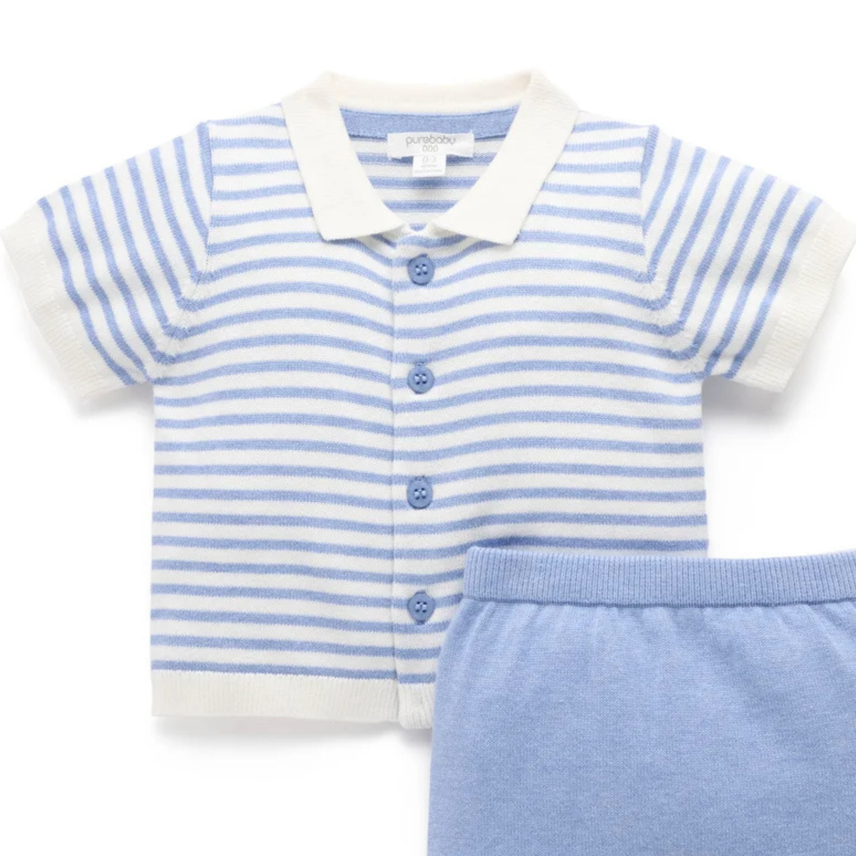 purebaby organic cotton knitted polo set baby boy