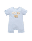 purebaby organic cotton baby clothes blue puppy short growsuit