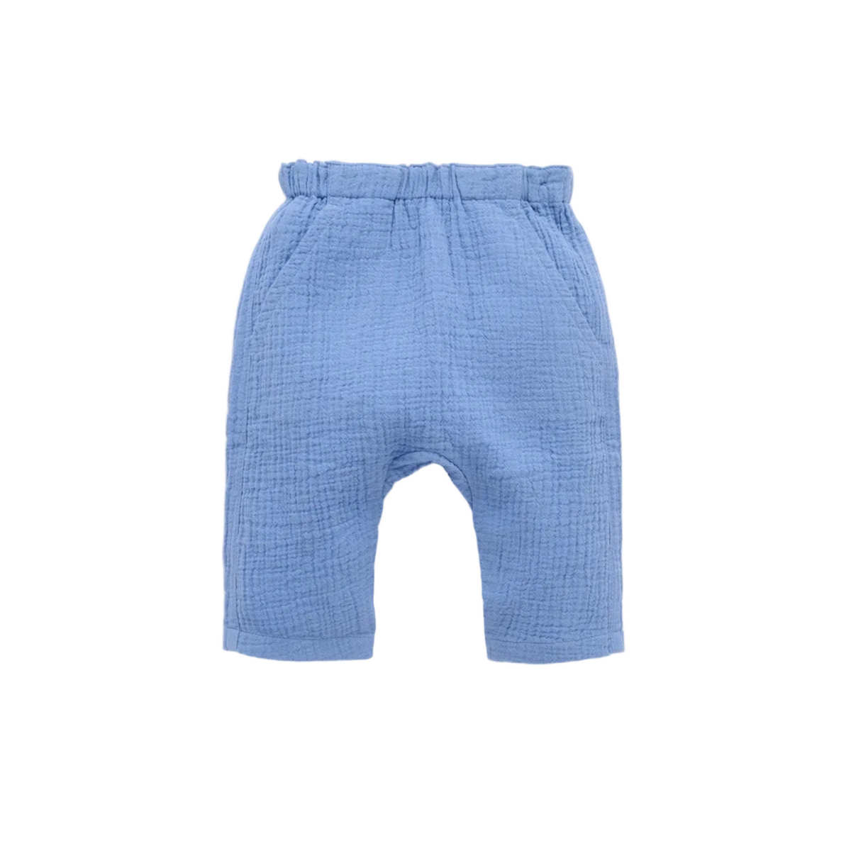 purebaby organic cotton baby clothes blue slouchy crinkle pants girls