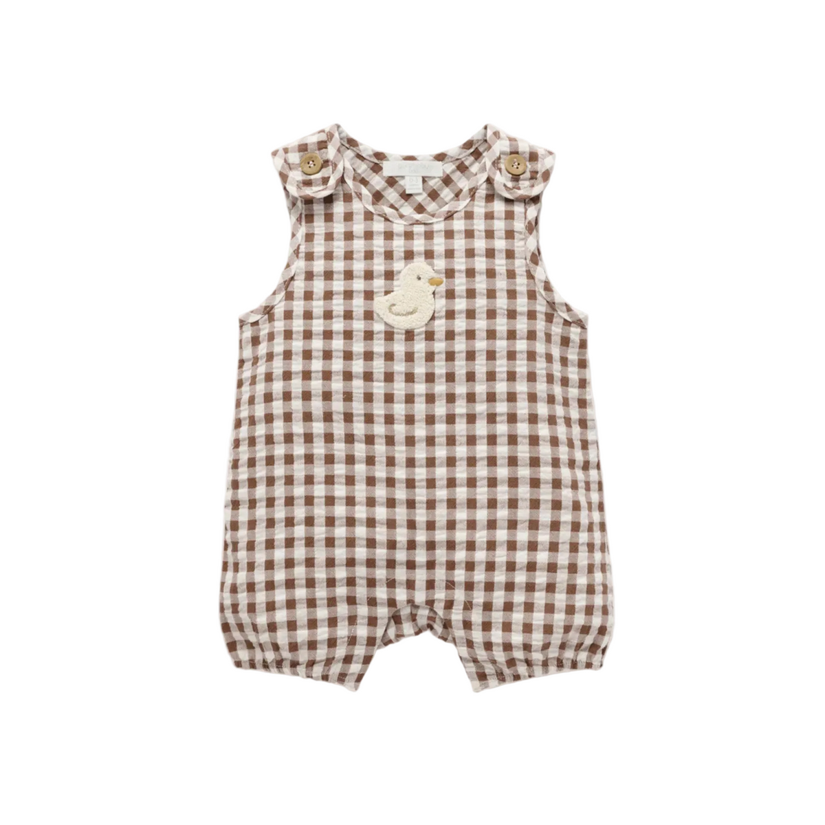 purebaby organic cotton brown ducky romper baby